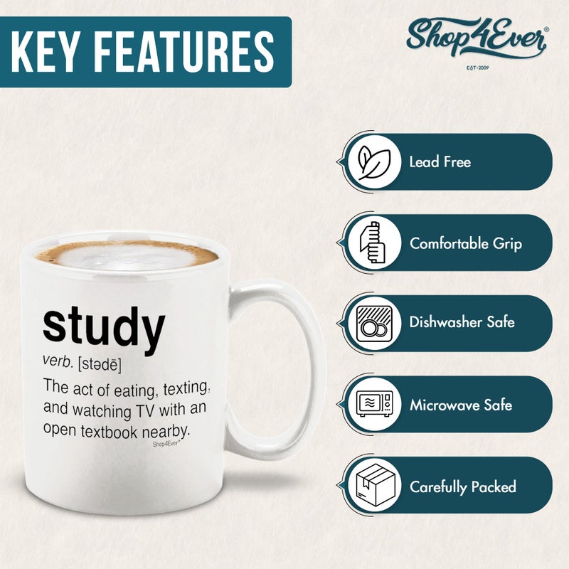 shop4ever Study Definition Ceramic Coffee Mug Tea Cup, Gift for College Student Graduate 11 oz (White) - Image 4
